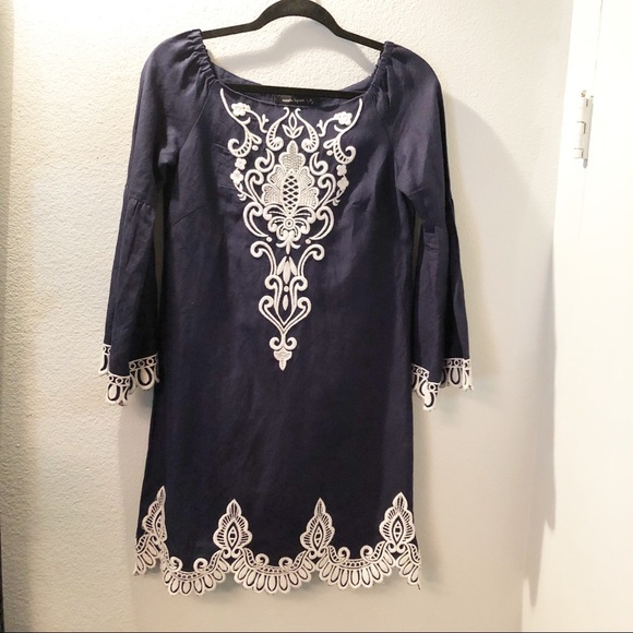 Nanette Lepore Embroidered Linen Shift Dress - Picture 1 of 6
